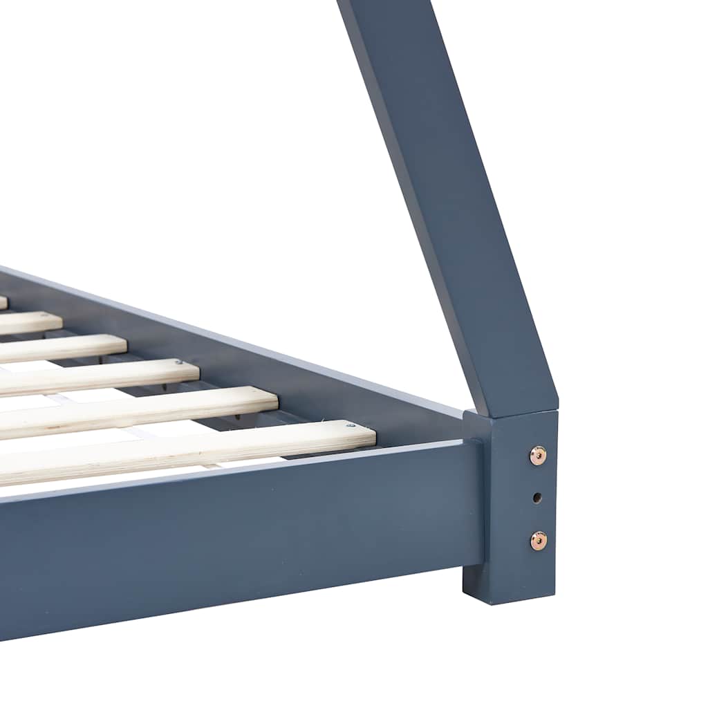 Kids Bed Frame Gray Solid Pine Wood 80 X 160 Cm
