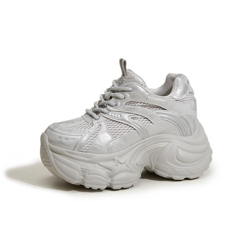 Platform Dad Shoes Women's 2025 Autumn and Winter New Mesh Shoes Muffin Versatile Casual Sports Shoes Inner Height Increase Women's Shoes