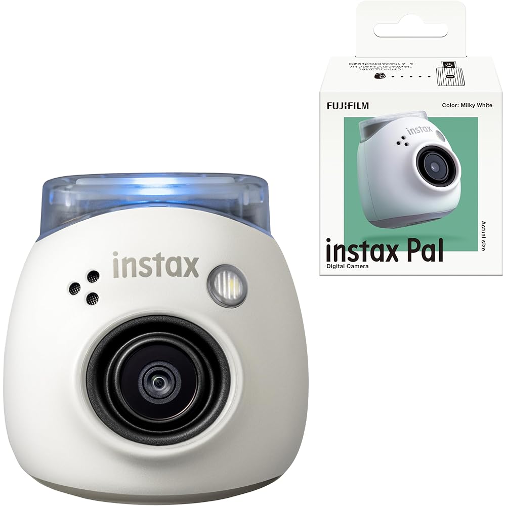 Fujifilm INSTAX Pal Instax Camera, Milky White, Wide-angle Lens, Multi-format, Palm-sized Camera.