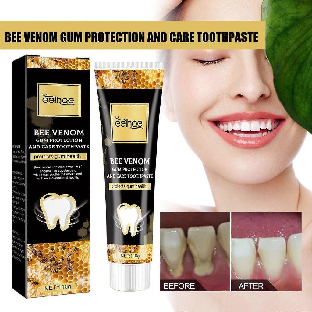 Bee venom gum protection toothpaste deep cleans teeth stains, tartar, bad breath, fresh br