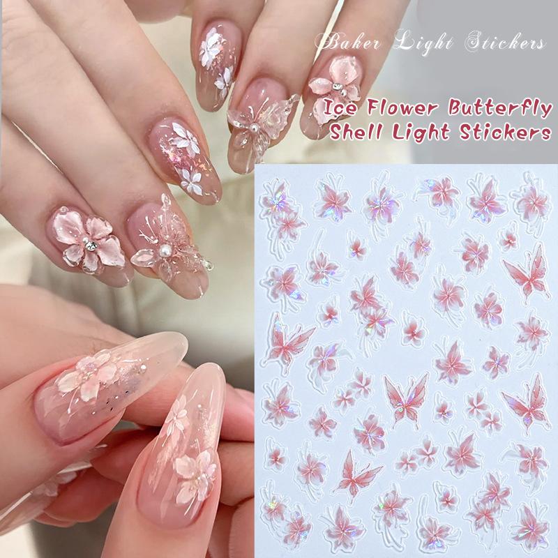 Nail Adhesive Nail Charm Nail Art Accessories Laser Flower Nail Sticker Nail Art Decoration Relief 3D Sticker