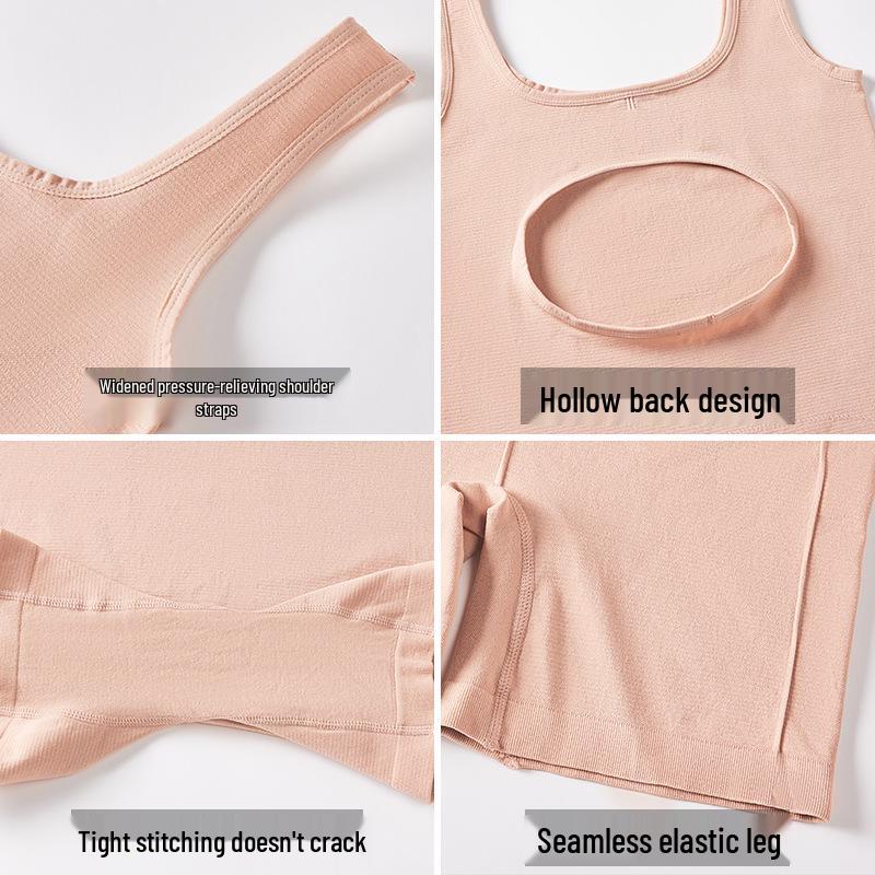 Women's Seamless Nude Bodysuit: Tight-fitting Yoga Wear for Fitness, Running, and Waist Slimming Sportswear.