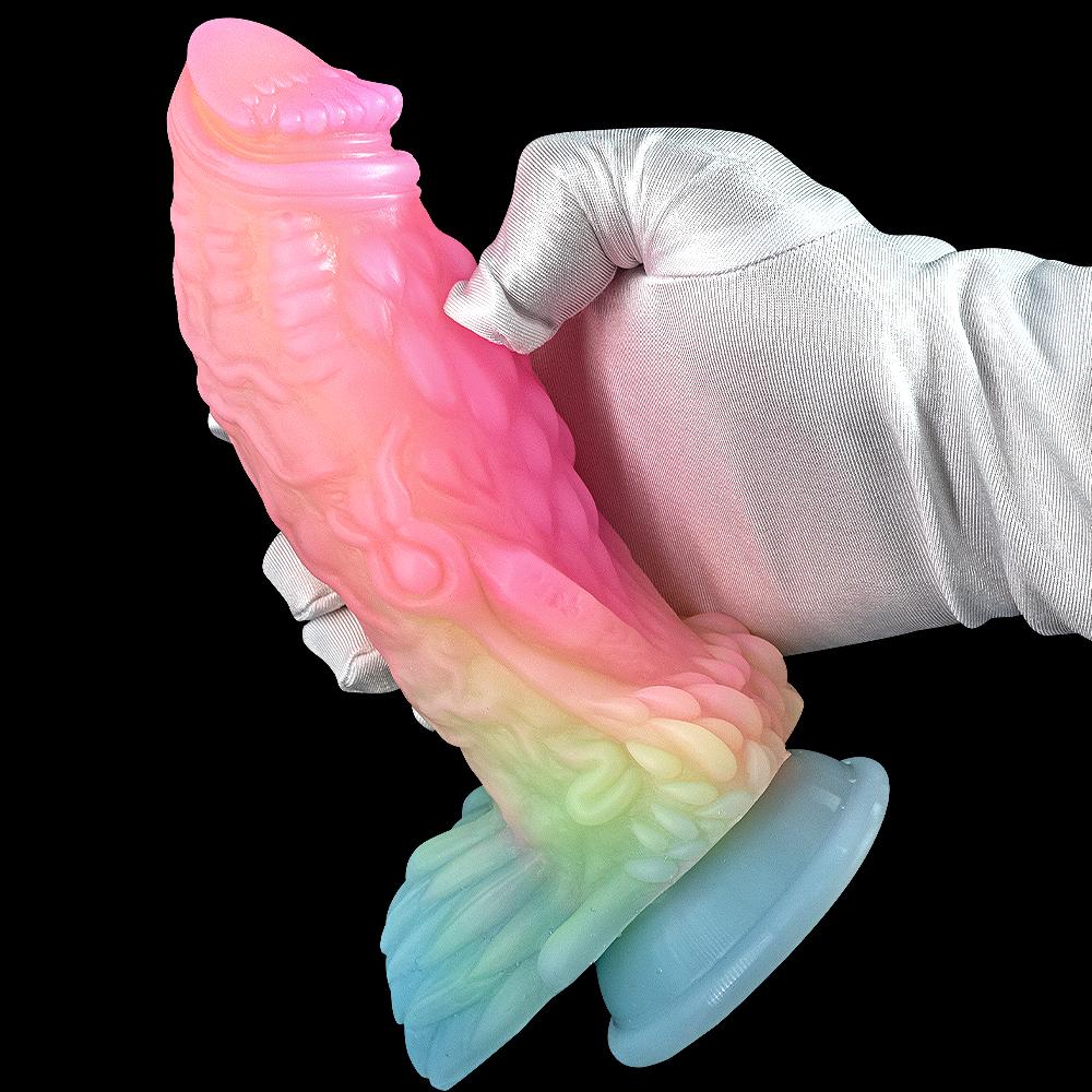 Candy Color Luminous Dildo Fluorescent Mixed Color Dildo Soft Alien Anal Plug Potřeby pro ženy pro dospělé sexuální hračky Tekuté