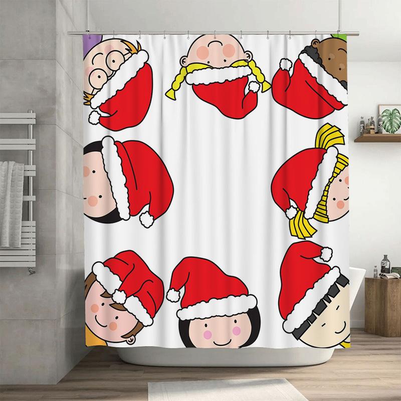 TU Cute Santa Claus Shower Curtain Holiday Christmas Bathroom Decor Festive Waterproof Fabric Holiday Home Decor Gift Christmas 90x180cm35x71in