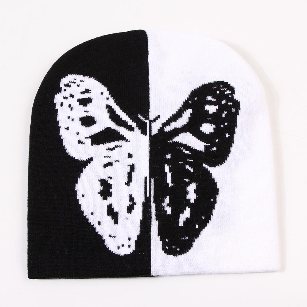 

Style Hat Sweet Butterfly Print Mens And Womens Warm Hatsbeanies Knitted чорний білий колір