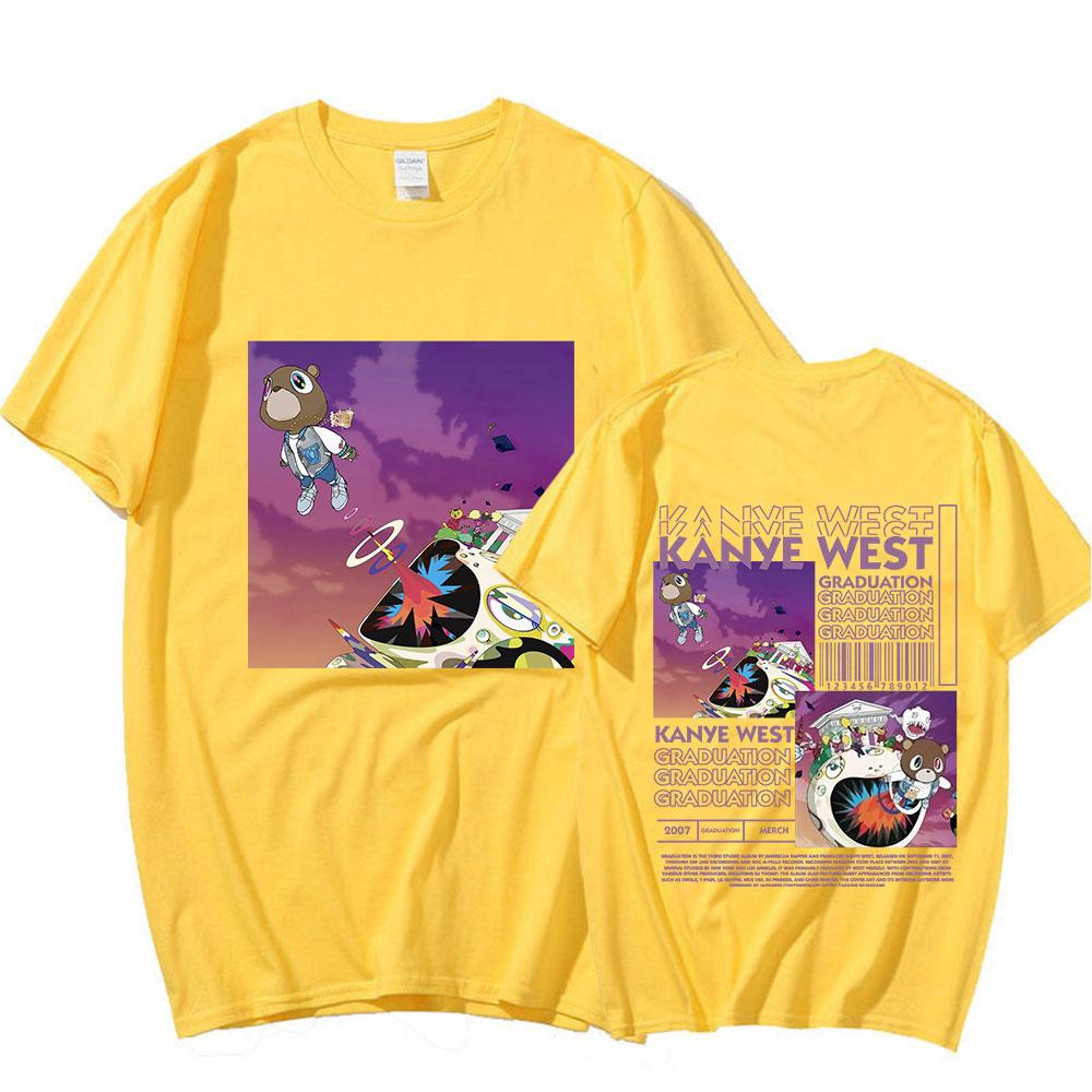 Rapper Kanye West Graduation T Shirt Unisex Hip Hop Vintage Short Sleeve Tshirt Casual Cotton Oversized T Shirts Streetwear Unisex