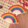 Handlicher Regenbogen Großer Faltfächer Spanischer Stil Faltbarer Tragbarer Fächer für Damen Partys Bühne Tanz Kühlung im Freien