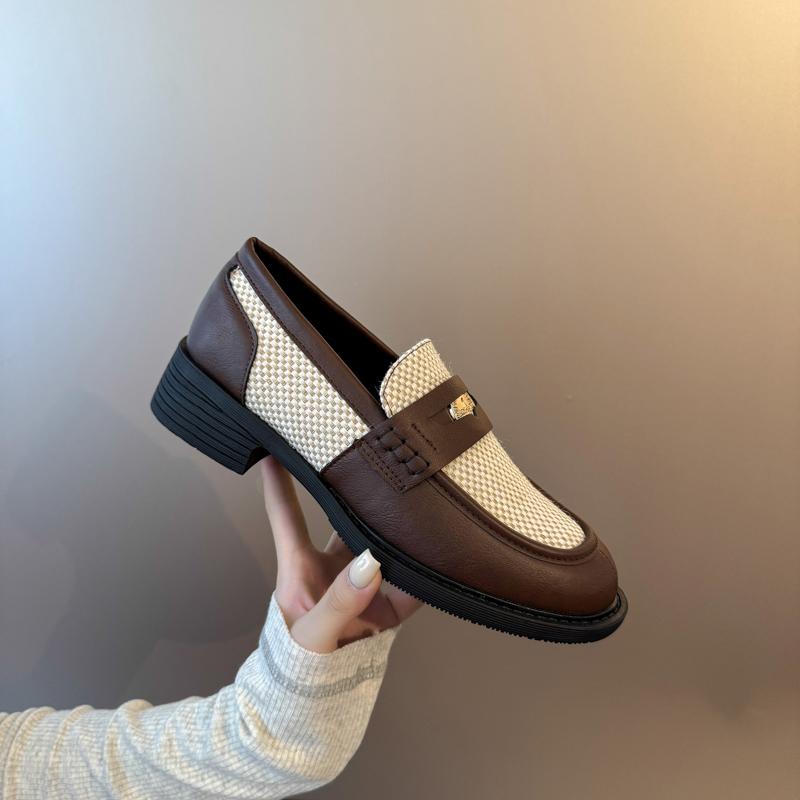 Fashion 2025 New Loafers Spring and Autumn Retro Women's Shallow Single Shoes Round Toe Platform