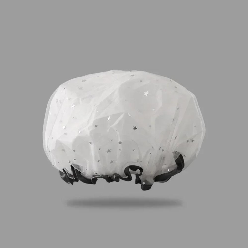 Starry Sky Shower Cap Waterproof Double Layer Reusable Bathing Hat Oil Proof Kitchen Hair Cover Fashion Sanitary Cap Hair Cap
