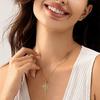 Colorful Zircon Rotatable Crown Cross Necklace for Women Stainless Steel Rotating Crown Cross Choker Birthday Party Jewelry Gift