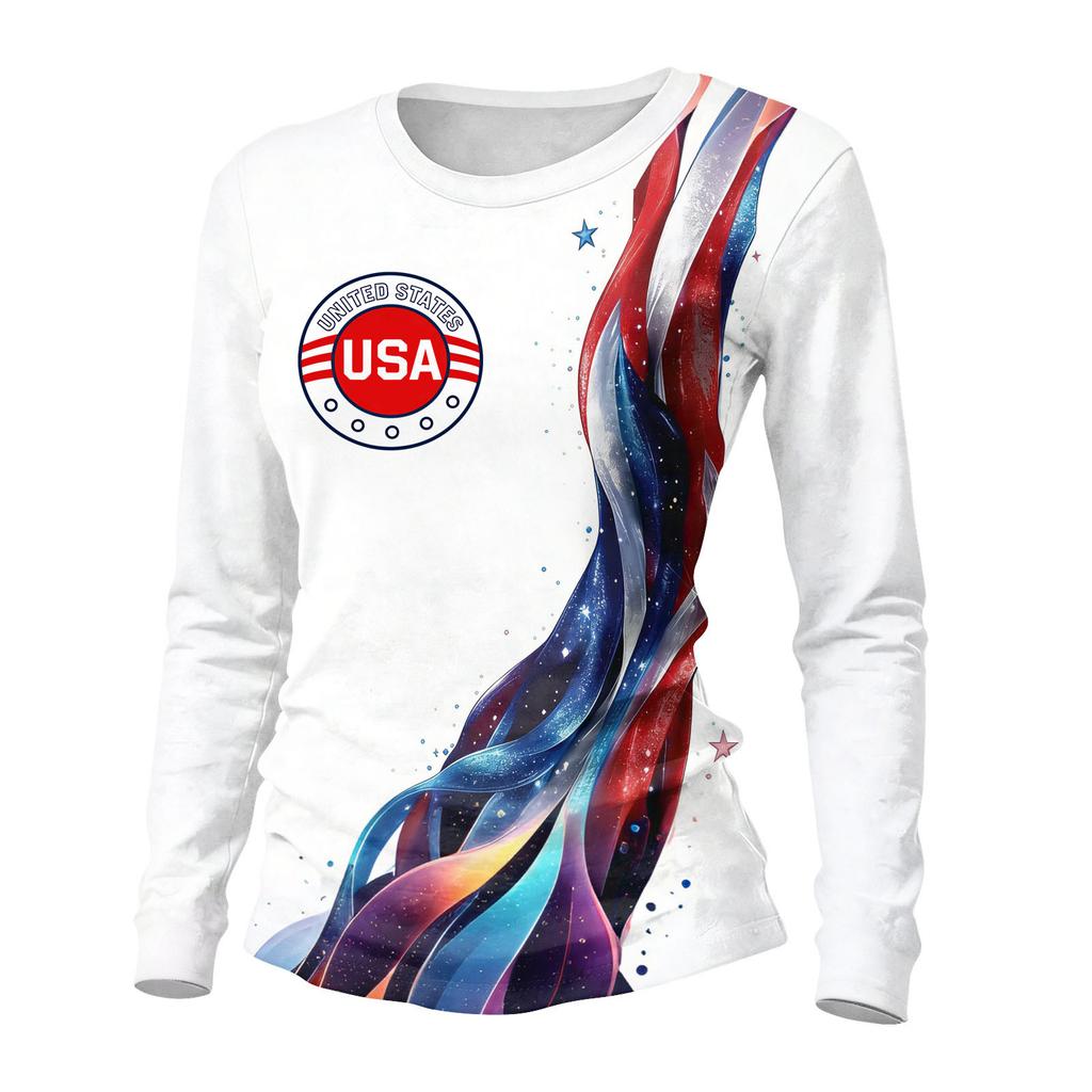 Women's Fashion Casual Printed Round Neck Long Sleeve Pullover Top
