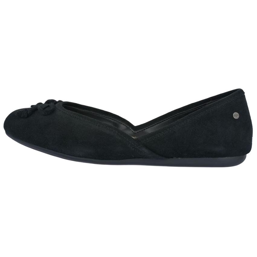 

UGG Lena Flat Кожа спилка коровы Простые Универсальные Повседневные туфли Женские балетки Черные 1098289-BLK 38