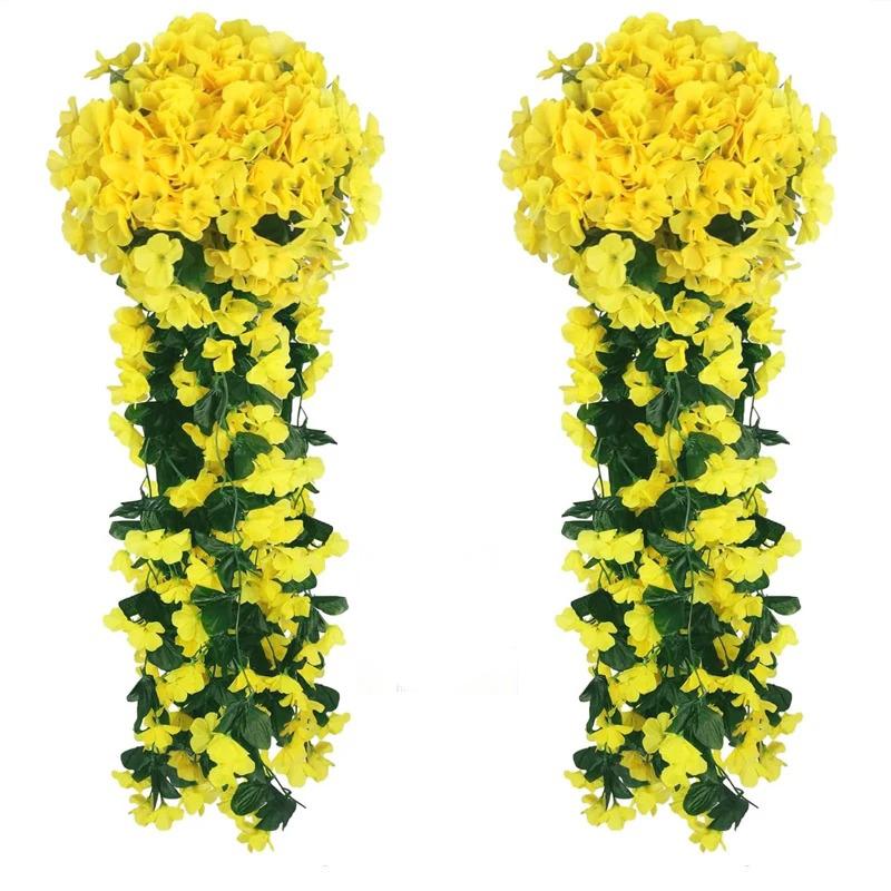 

1PCS Artificial Flowers Hanging Violet Ivy Fake Flowers Garland for Interior Outdoor Garden Patio Yard Porch Wedding Home Decor жёлтый