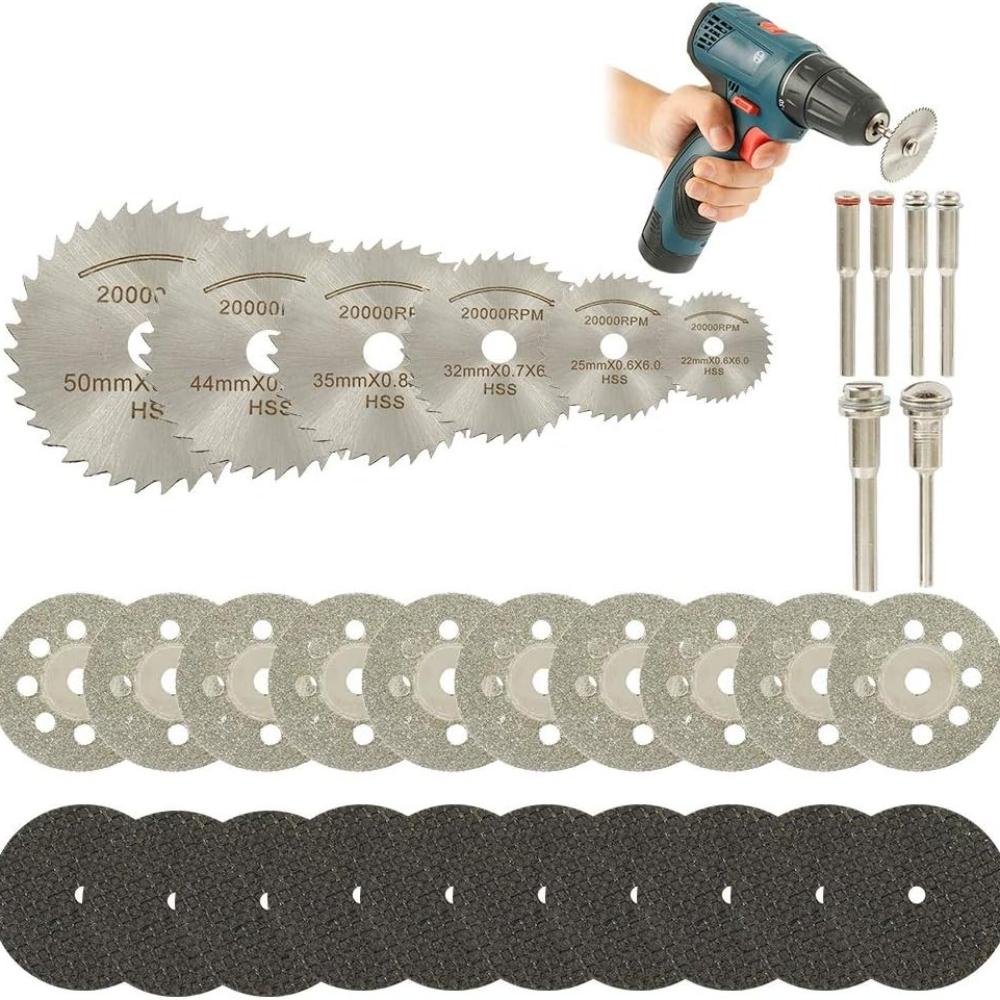 

32 шт. Алмазные отрезные диски Мини-диски HSS Резиновые отрезные лезвия для дерева, камня, металла Круглые диски для шлифовальной машины, для дрели