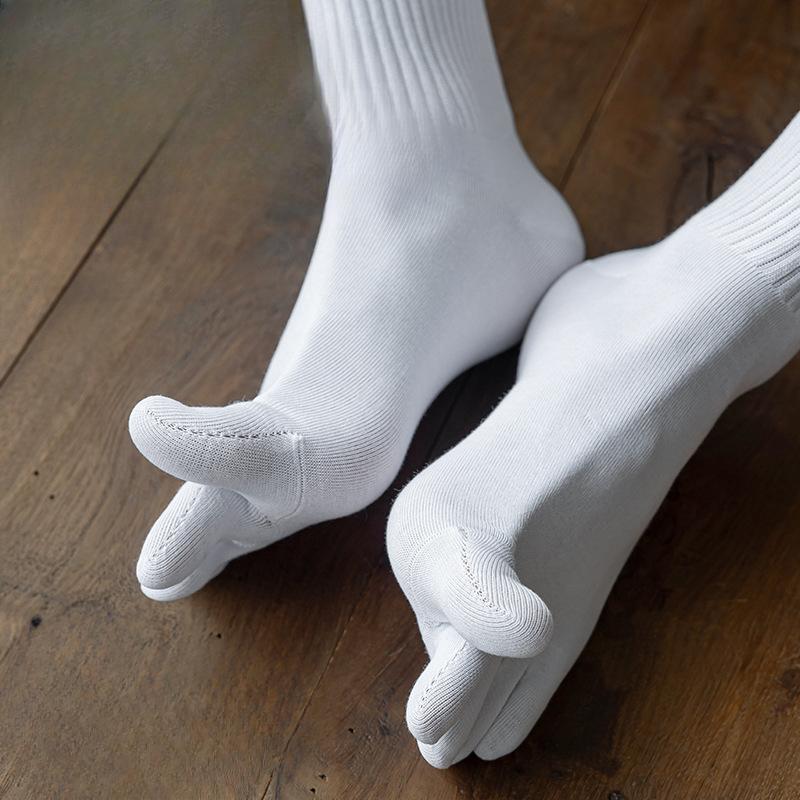 Men's Spring Five-finger Socks, Anti-pilling Boneless Sewn Mid-calf Socks, High-top Toe Split Socks, Cotton Socks