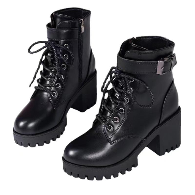 Female Ladies Women Leather Ankle Boots Platform Winter Antumn Plush Fur Warm Female Snow Boots Women Shoes Plus Size 35-41