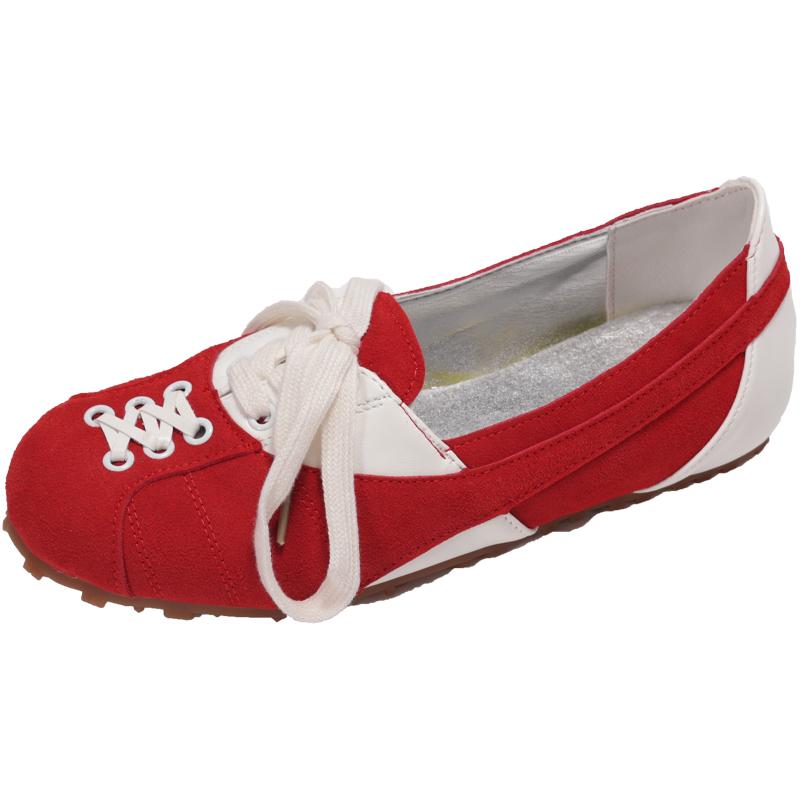 

Модные женские балетки в корейском стиле 2025 осень новый дизайн чувственность плоская подошва завязки взрослая модель стиль колор-блок 35 красный