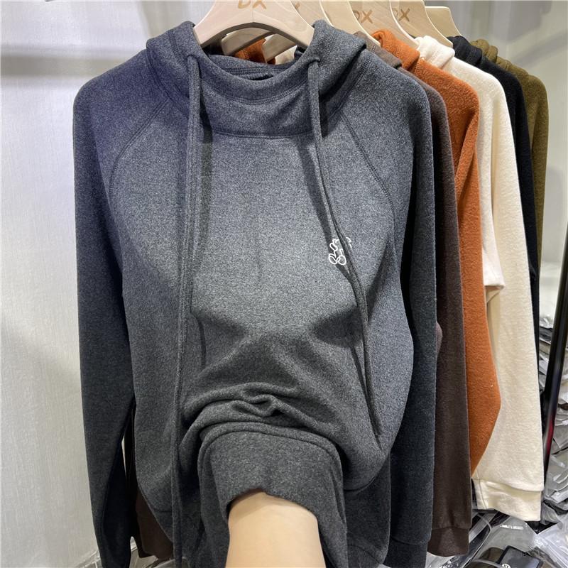 New Autumn-winter Long-sleeved Top with Double-layered Fleece and Hooded Inner Layer, Loose-fitting Embroidered Hoodie for Women