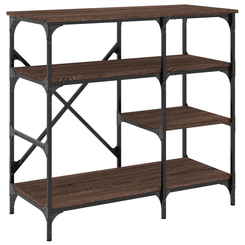 Baker s Shelf Brown Oak Effect 90 x 40 x 84 cm Wood Based Material & Metal