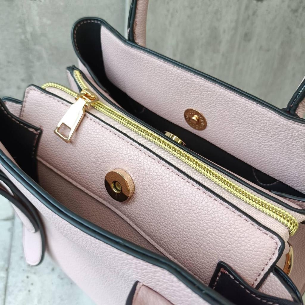 [mauve] Belt Design 2-Way Handbag, Small (Light Gray)