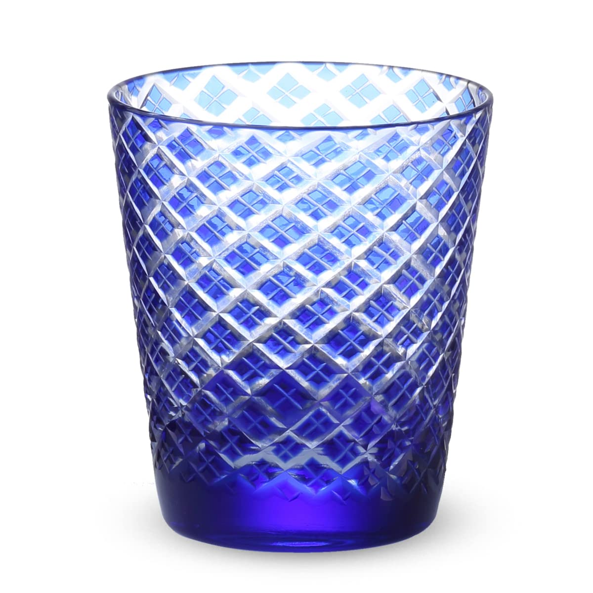 

Retro Kiriko Glass Diamond Current Model J-kitchens Cup, 79xH90mm, 220cc, Pattern, Blue, Kasho,