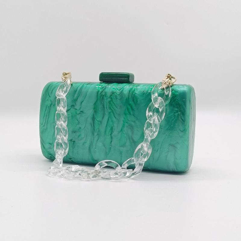 New Chain Crossbody Hangbag Clutch Acrylic Marble Pattern Shoulder Evening Bag Party Women's Cosmetic Designer Luxury Purse Tote