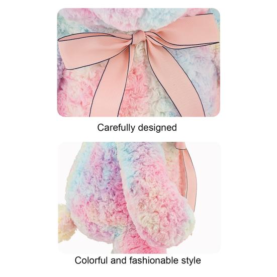 Yousheng Bear Doll Dreamy Gradient Color Giant Size Girl Plush Toy with Bowknot Decor Valentine Day Home Decor