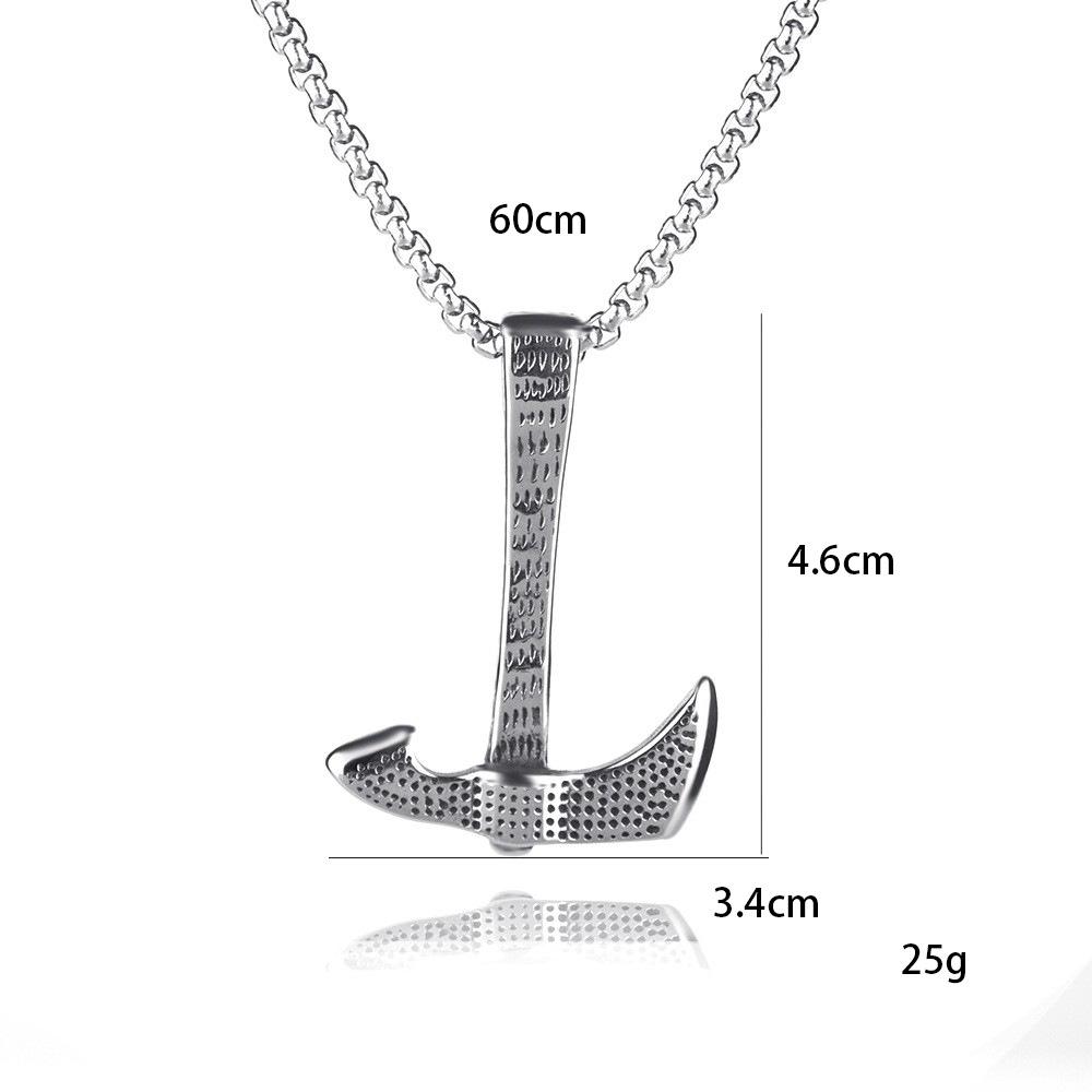 Popular and Fashionable Titanium Steel Casting Domineering Axe Pendant Necklace, Retro Punk Jewelry