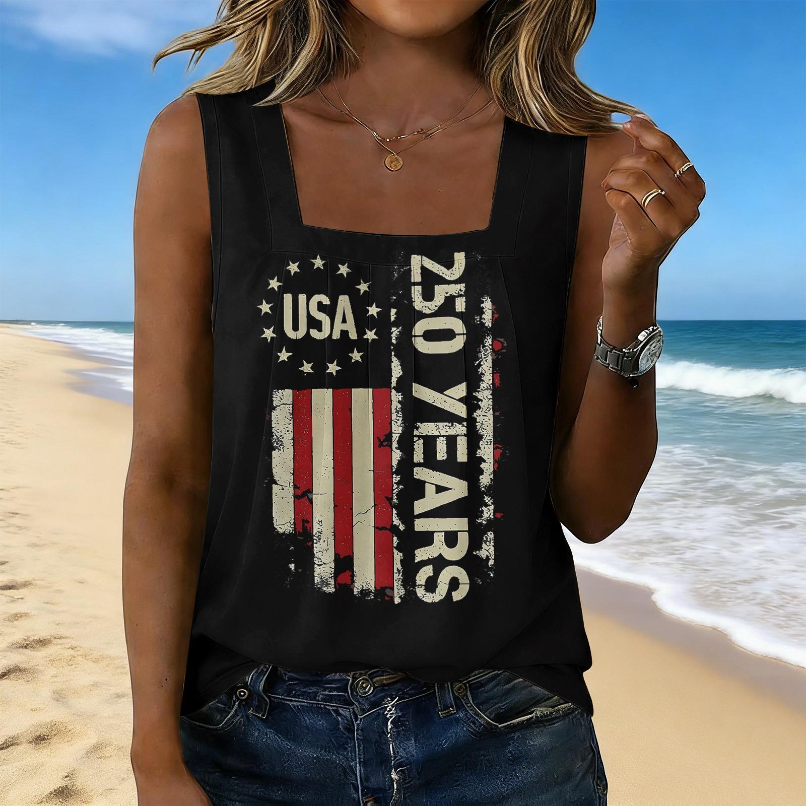 Women s Fashion Sexy Pleated Square Neck Sleeveless Vest Top L чёрный