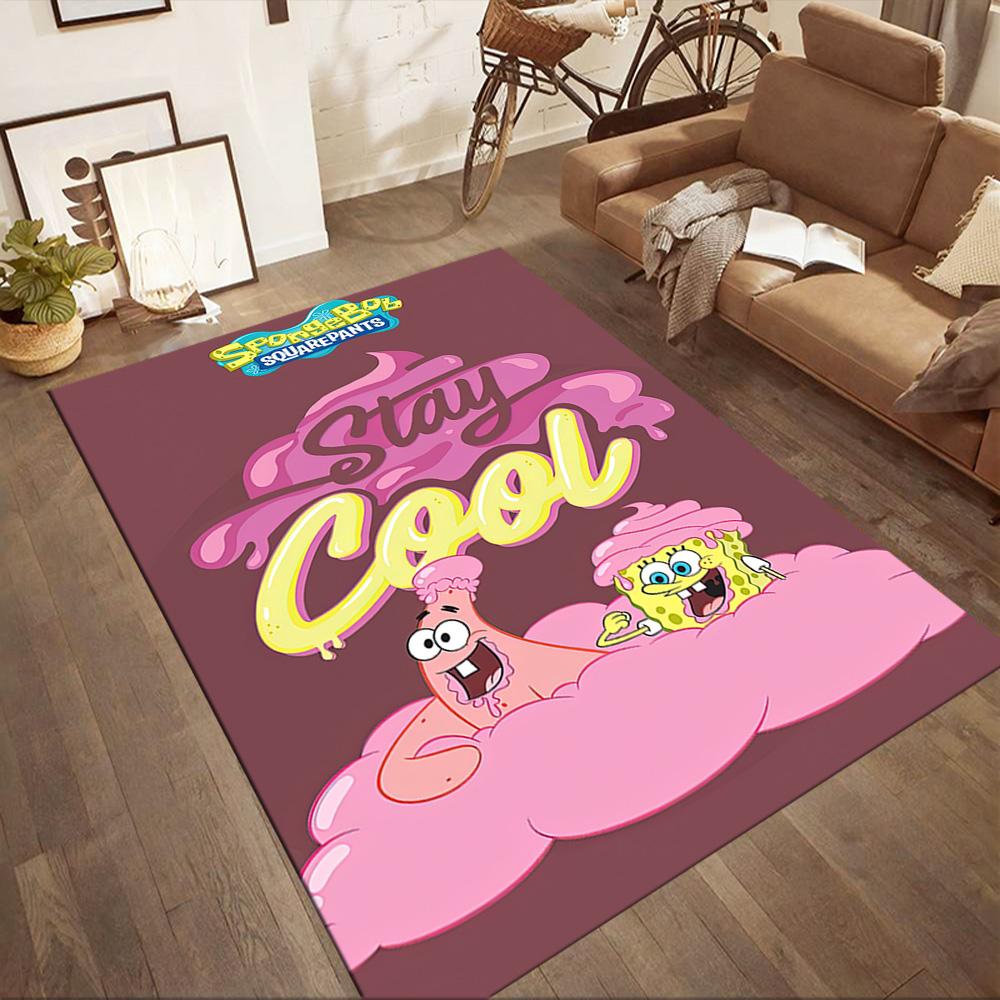 Spongebob Movie Night Square Rugs Are a Great Choice for Living Rooms, Bedrooms, Home Décor, and As Gifts.