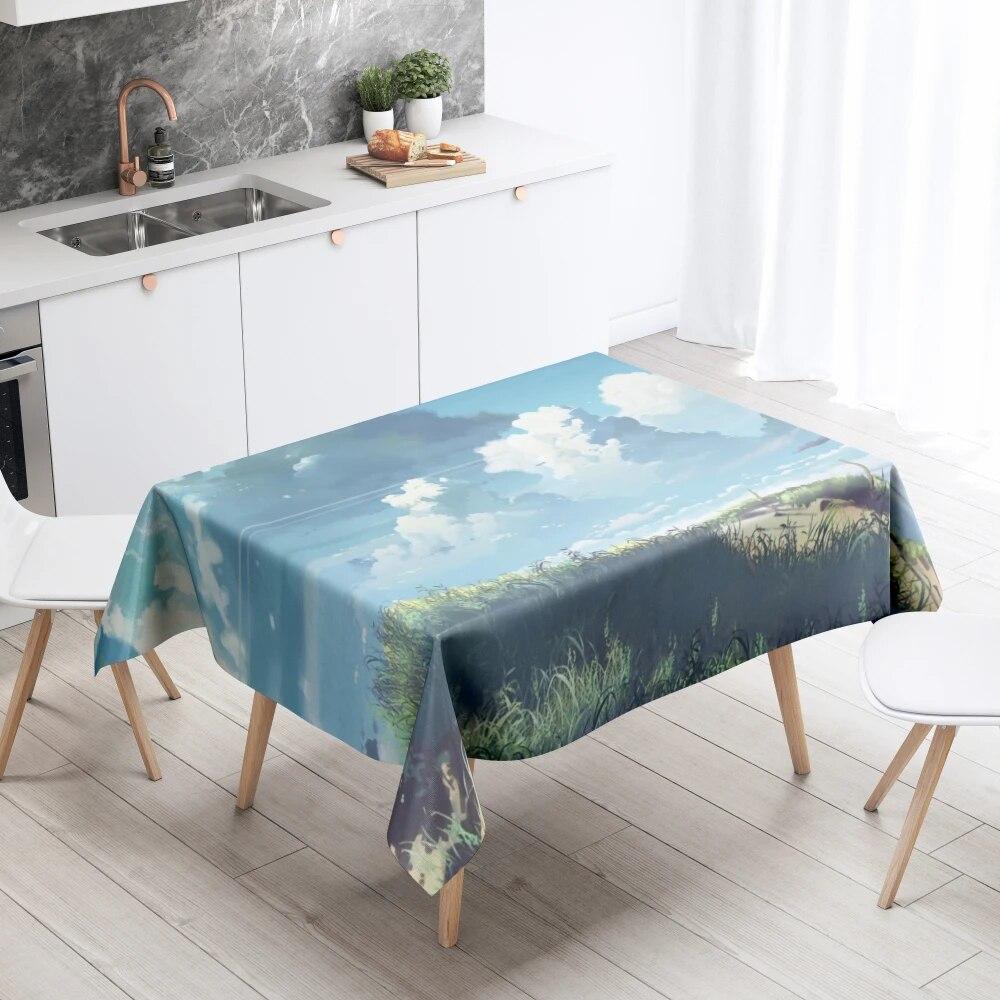 Szenische Tischdecke Heimdekor Fleckenabweisend Wasserdicht Tischdekoration Rechteckig Küche Kamin Arbeitsplatte