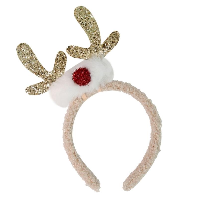 

Festive Reindeer Antlers Headwear with Ears Deer Hairband for Children Christmas Party Headpiece Novelty Decoration золотой