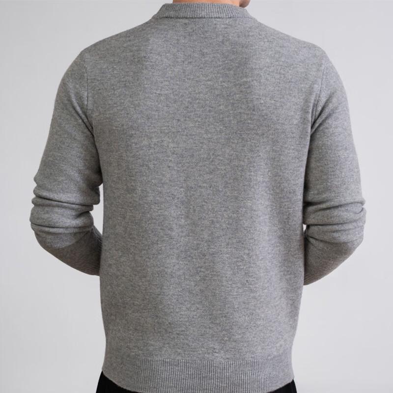 Hengyuanxiang Men's 100% Pure Wool Round Neck Thermal Sweater