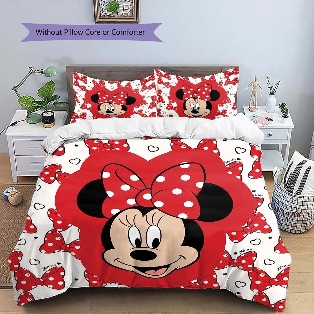 Retro Ink-wash Style Minnie Mouse Themed Print Bedding Set Warm and Comfortable The Perfect Choice for Decorating Child Bedroom