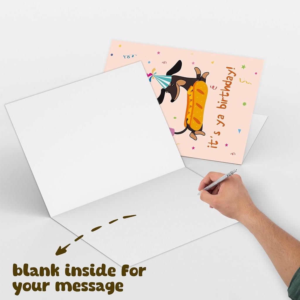Hilarious Dachshund Birthday Card Hot Diggity Dog Funny Greeting for Him Her Cute Wiener Dog Gift for Pet Lovers Owners