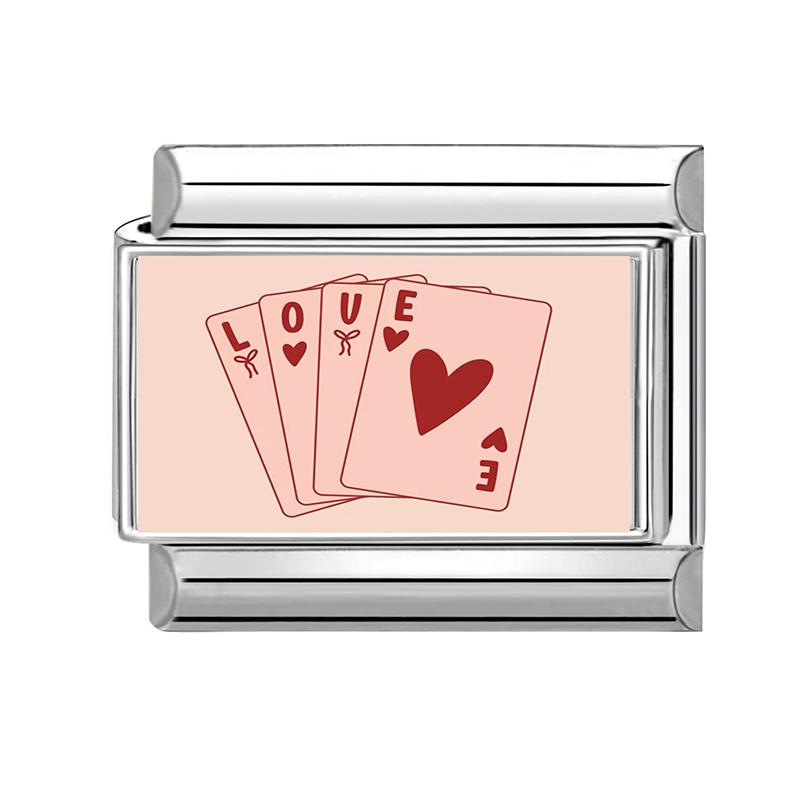 New Romantic Valentine's Love Series Pink Heart Italian Charm Links Fit 9mm Stainless Steel Bracelet DIY Making Jewelry Gift