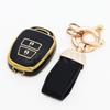 2 Buttons Gold Edge Tpu Auto Keyless Shell Fob Bag Protector Accessories For Toyota Prius Rav4 Camry Corolla Car Key Case Cover