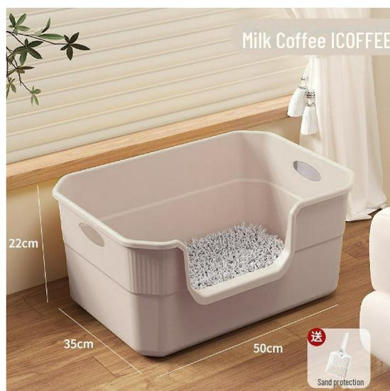 Extra Large Splash-Proof Open Cat Litter Box