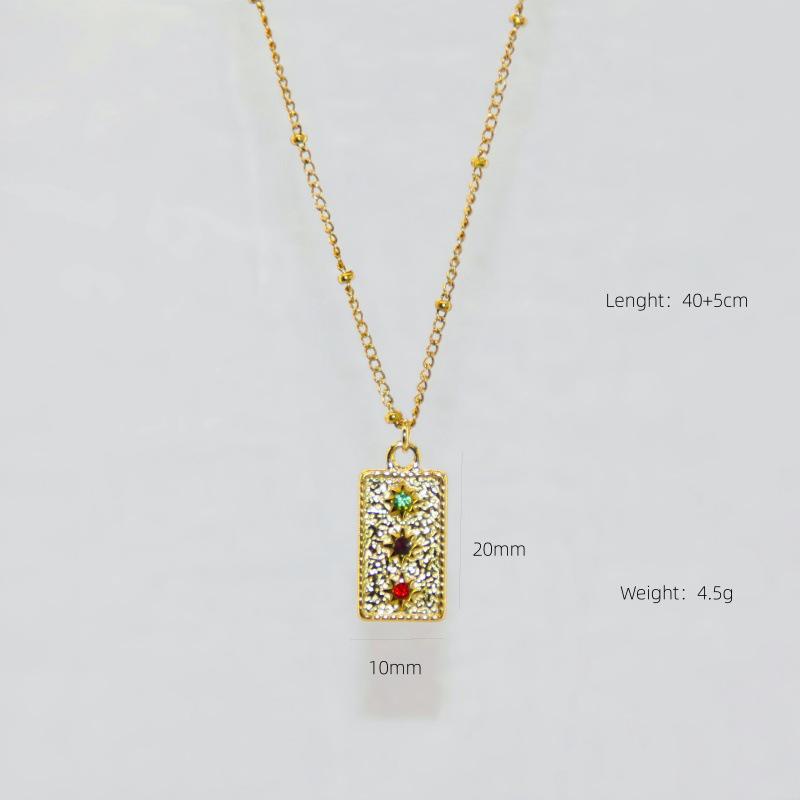 European & American Retro Sun Ray Small Round Pendant Necklace - Women's Simple Stainless Steel Clavicle Chain