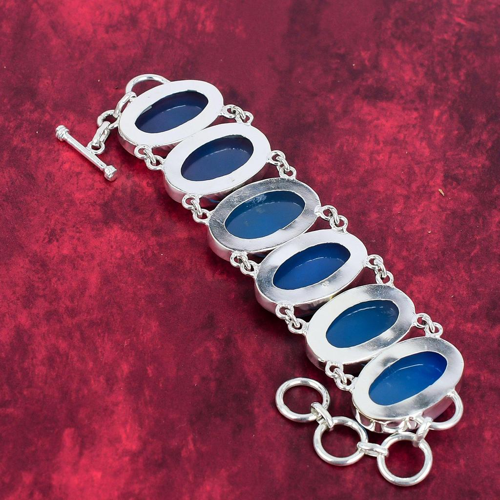 Blue Cat's Eye Handmade Jewelry Set, 925 Solid Sterling Silver Necklace & Bracelet Jewelry Exclusive Design Jewelry Set For Her