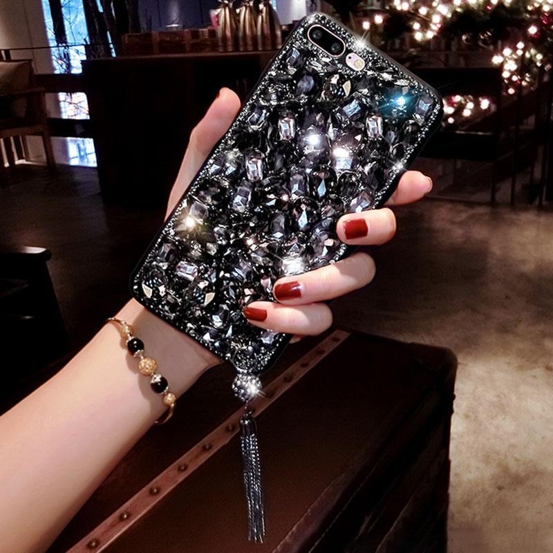 Bling Jewelled Diamond Pendant Case For Samsung Z Flip 4 Z Fold 4 S23 S22 S21 Ultra A13 A23 A33 A53 A12 A22 A32 A52/iphone 14 13 12 11/Redmi 10 9 9A 9