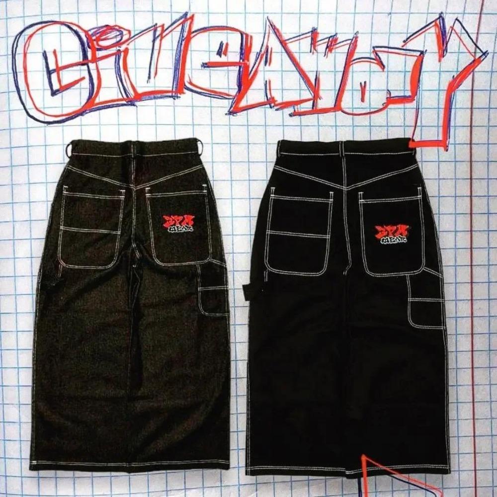 ZYLLO Hip Hop Y2k New Color Wexwear Embroidered Baggy Jeans Streetwear Jeans Men Women High Waist Wide Trouser Harajuku Black Pants