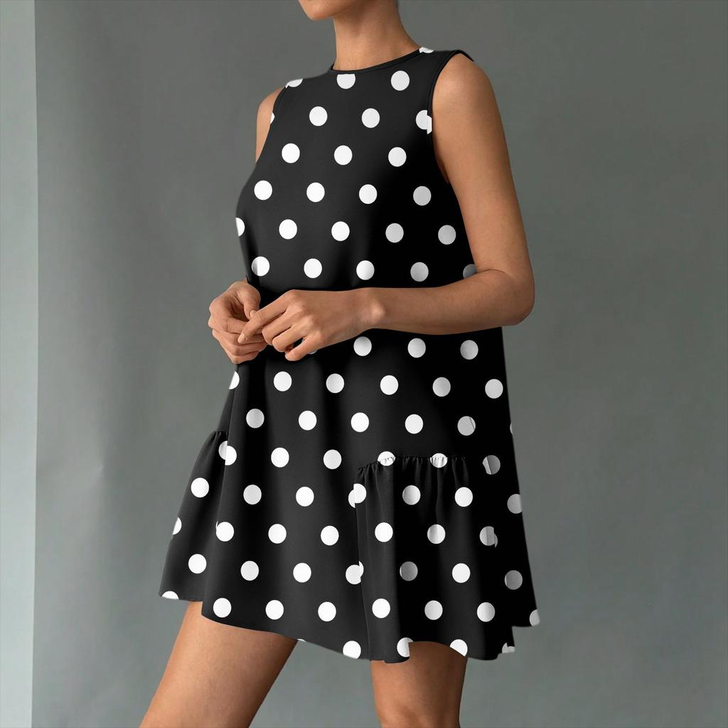 Women's Casual Fashion Breathable Round Neck Vest Floral Holiday Dress With Pockets
