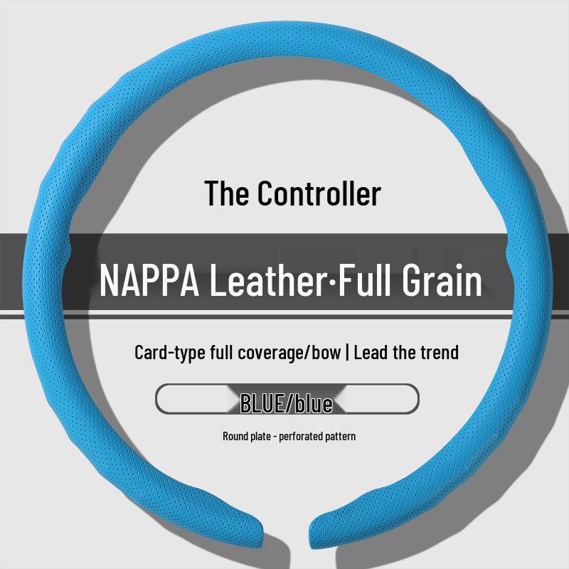 Premium Nappa Leather Steering Wheel Cover - Anti-Slip, Breathable, Ultra-Thin, All-Season
