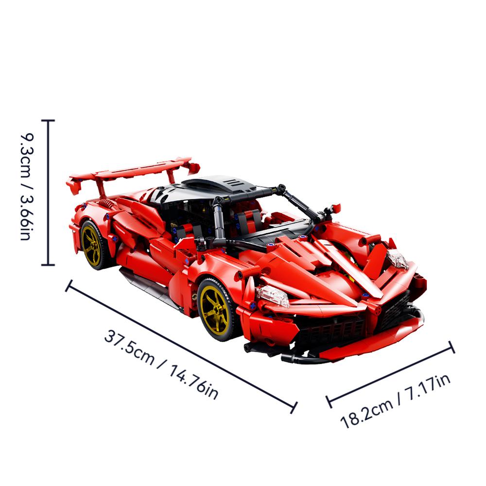 Non-Toxic New Red Racing Car Building Blocks Model Creative Technical Moc Assembly Desktop Collectible Birthday Halloween Christmas Gifts