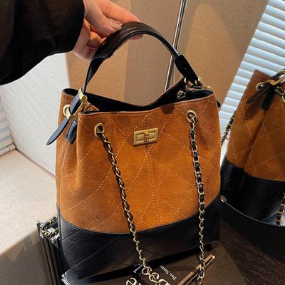 Lingge Retro Small Bag Women's Autumn New High-value One-shoulder Crossbody Bag Portable Bucket Bag