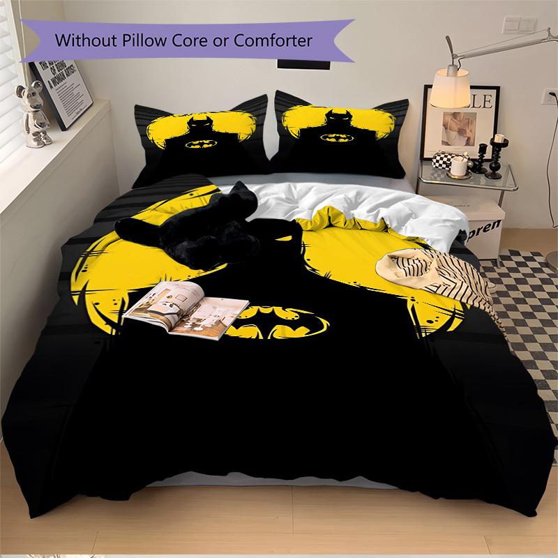 3pcs Batman, Superhero Cover Set,Soft Comfortable Duvet Cover,Guest Room (1*Duvet Cover + 2*Pillowcases, Without Core) yy251024031