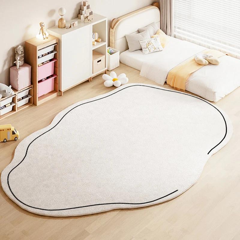 

Ins Cream Carpets Fluffy Soft Plush Carpet for Living Room Wabi-sabi Bedroom Decor Irregular Shaped Thick Mat 80*120cm