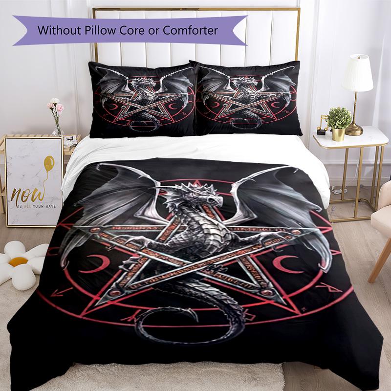 Gothic Style Bedding Set Breathable Duvet Cover with Pillowcases Decorative Bed Linen for Bedroom Home Decoration Birthday Gift
