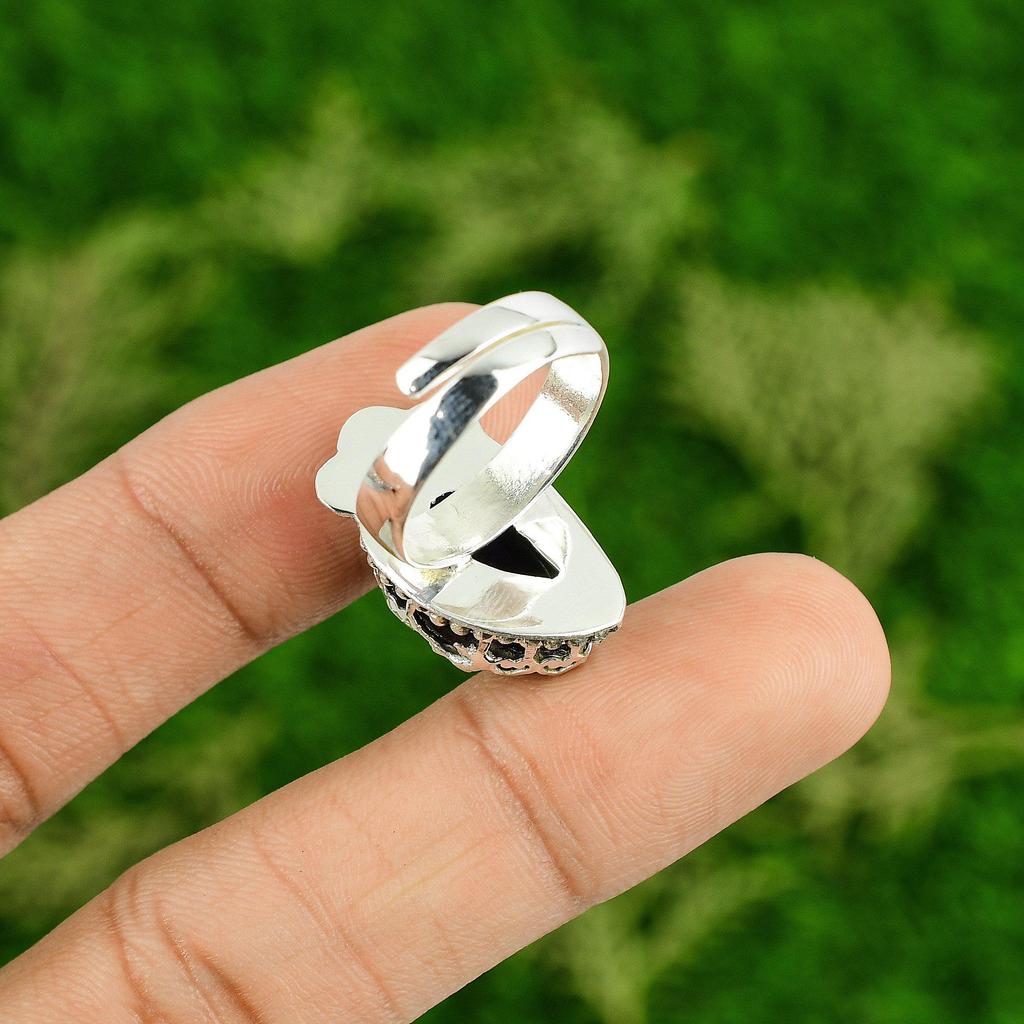 Gift For Her 925 Silver Natural African Amethyst Statement Adjustable Ring